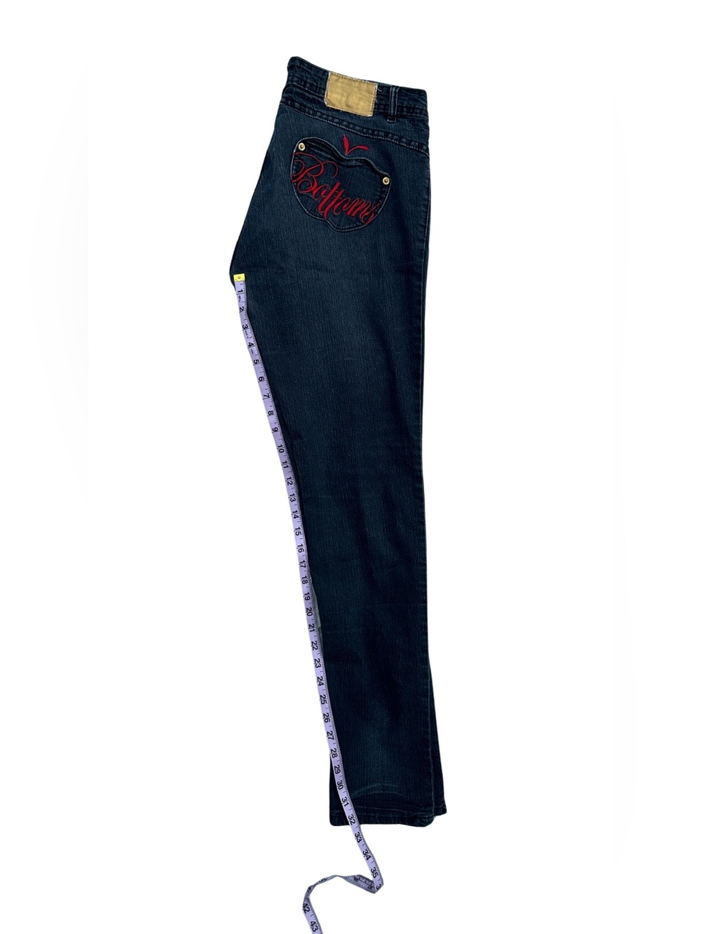 Y2K Apple Bottoms Black Jeans 11/12 Script Pocket Embroidery McBling Low Rise